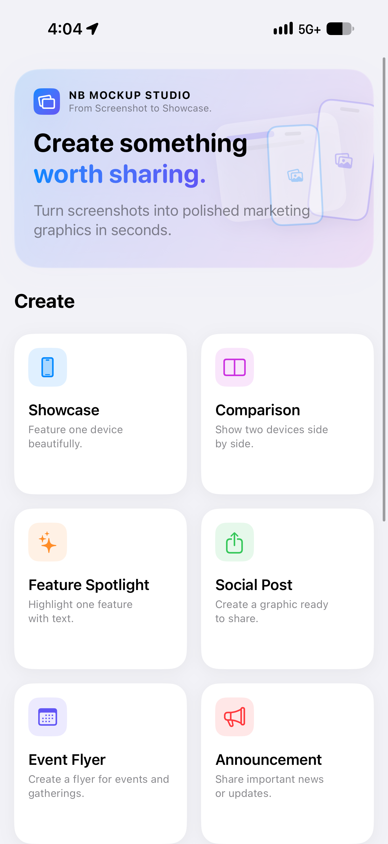 NB Mockup Studio app screen